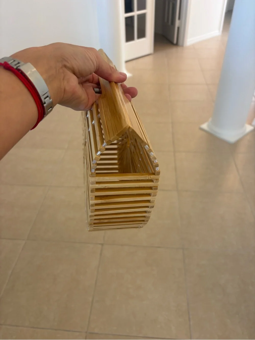 Bamboo Half-Moon Handheld Clutch - Natural